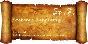 Szebenyi Henrietta névjegykártya